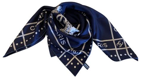 chanel navy silk twilly scarf|Chanel price of women scarf.